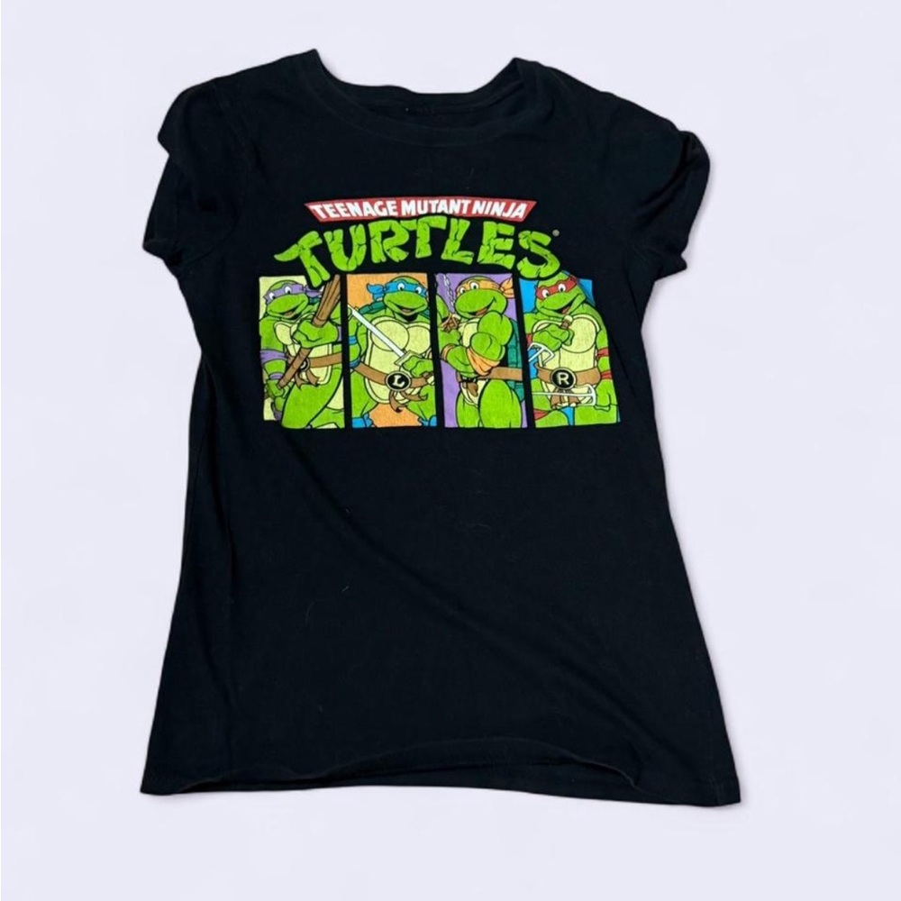 Mighty Fine Black Nickelodeon Turtles Logo Tee